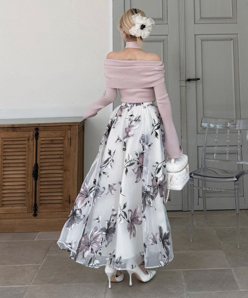 ROYAL PARTY（ロイヤルパーティー）の「ストール付オフショルギャザーラメニットトップス（ニット/セーター・レディース・ピンク/ブラック/オフホワイト/パープル・FREE）」の20枚目の写真