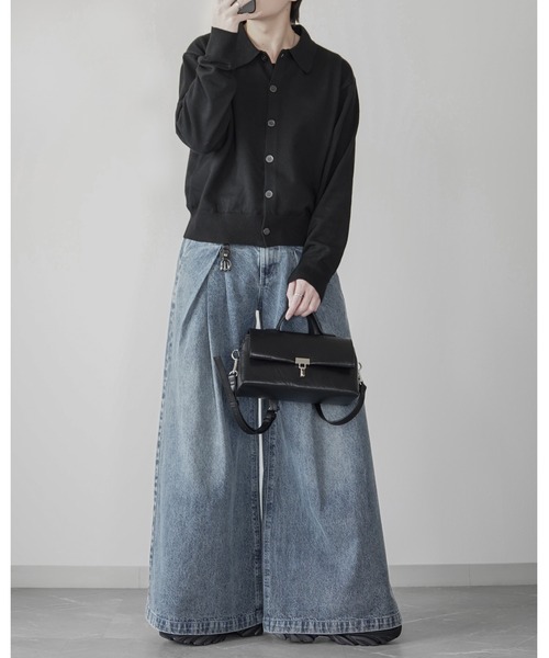 ELLUV（エルブ）の「【ELLUV/エルヴ】13ozティックネスデニム ディメンションタック ワイドフレアスラックス（デニムパンツ・メンズ・ダークインディゴブルー/ブラック/ライトインディゴブルー・S/M/XS）」の21枚目の写真