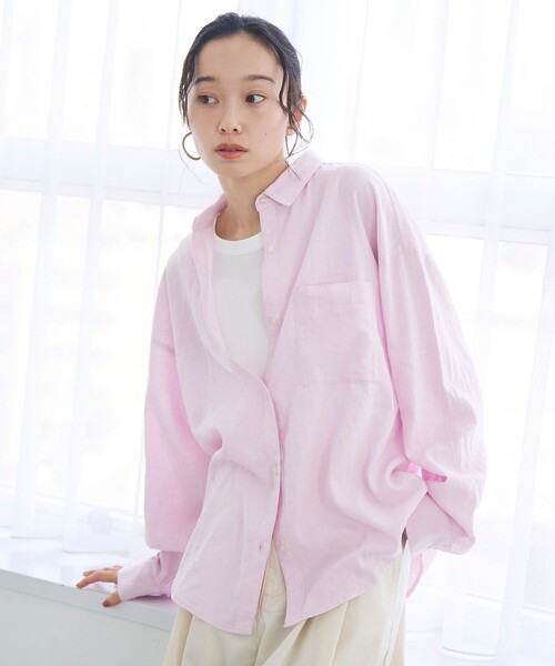 coen（コーエン）の「リネンレーヨンレギュラーカラーシャツ【インフルエンサー紹介アイテム】（シャツ/ブラウス・レディース・ライトピンク/ライトブルー/ダークブラウン/その他1/その他2/その他3・M/L）」の16枚目の写真