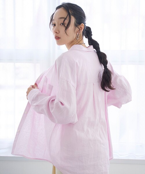 coen（コーエン）の「リネンレーヨンレギュラーカラーシャツ【インフルエンサー紹介アイテム】（シャツ/ブラウス・レディース・ライトピンク/ライトブルー/ダークブラウン/その他1/その他2/その他3・M/L）」の17枚目の写真