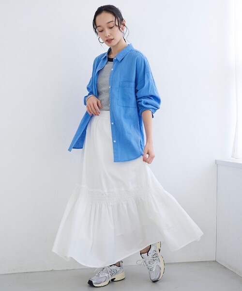 coen（コーエン）の「リネンレーヨンレギュラーカラーシャツ【インフルエンサー紹介アイテム】（シャツ/ブラウス・レディース・ライトピンク/ライトブルー/ダークブラウン/その他1/その他2/その他3・M/L）」の18枚目の写真