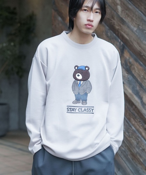 Blue Standard (ブルースタンダード)の「【BLUE STANDARD/ブルースタンダード】【もちもち高見えクッション素材】パフィースウェット トレーナー シワにならない 部分刺繍 ストレッチ ユニセックス(スウェット・メンズ・ダークグリーン/チャコールグレー/アイボリー/グレー・LARGE/MEDIUM/X-LARGE)」の1枚目の写真