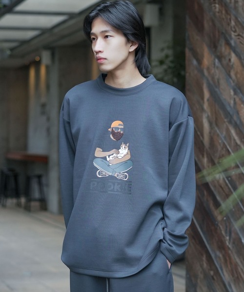 Blue Standard (ブルースタンダード)の「【BLUE STANDARD/ブルースタンダード】【もちもち高見えクッション素材】パフィースウェット トレーナー シワにならない 部分刺繍 ストレッチ ユニセックス(スウェット・メンズ・ダークグリーン/チャコールグレー/アイボリー/グレー・LARGE/MEDIUM/X-LARGE)」の12枚目の写真