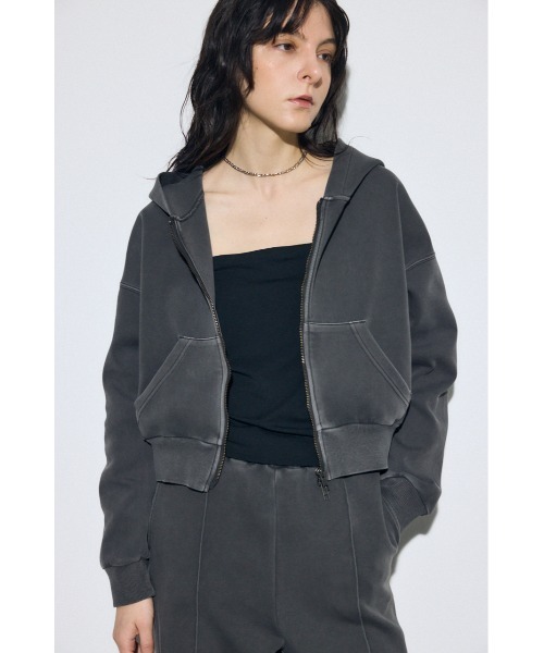 AZUL by moussy（アズールバイマウジー）の「ピグメントダブルジップフーディー（パーカー・レディース・ライトブラック/アイボリー/カーキ・FREE）」の15枚目の写真