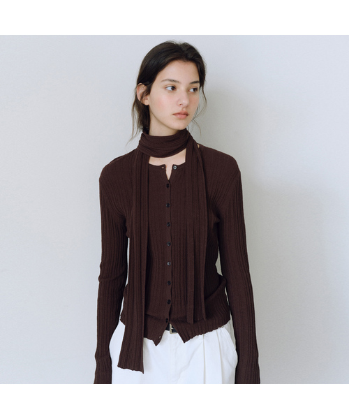 URAGO(ユラーゴ)の「Elite scarf cardigan set(カーディガン/ボレロ・レディース・ライトグレー/ブラウン/クリーム・FREE)」の3枚目の写真