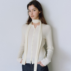 新品✦AMERI SHEER SLEEVE WAVE KNIT CARDIGAN セール】SHEER SLEEVE WAVE KNIT CARDIGAN（カーディガン/ボレロ