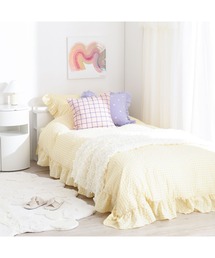 Francfranc（フランフラン）の「フリルチェック 寝具カバーセット シングル アイボリー×イエロー 3点セット まくらカバー 掛け布団カバー ボックスシーツ（寝具）」