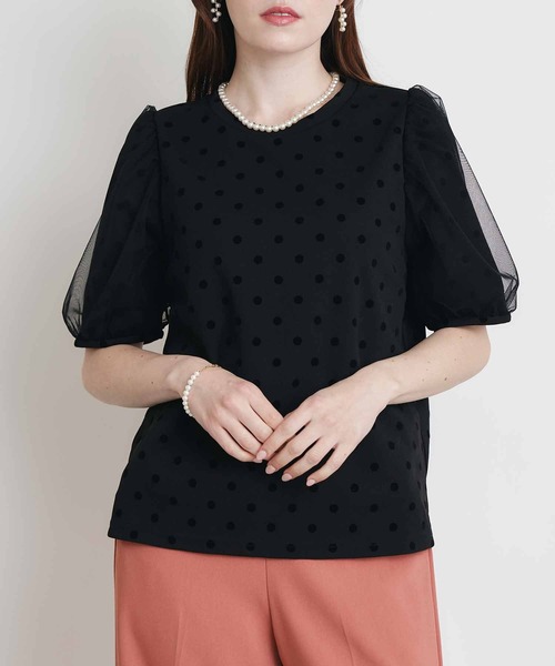 PICCIN PERLA(ピッチンペルラ)の「チュール重ねドットカットソー(Tシャツ/カットソー・レディース・ブラック・M)」の2枚目の写真