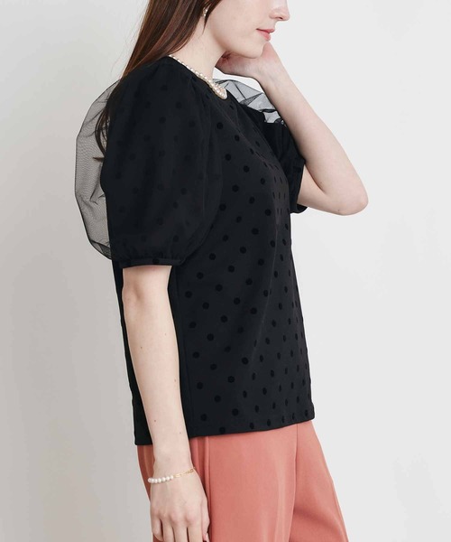 PICCIN PERLA(ピッチンペルラ)の「チュール重ねドットカットソー(Tシャツ/カットソー・レディース・ブラック・M)」の3枚目の写真
