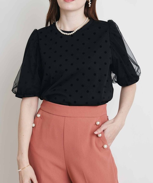 PICCIN PERLA(ピッチンペルラ)の「チュール重ねドットカットソー(Tシャツ/カットソー・レディース・ブラック・M)」の9枚目の写真