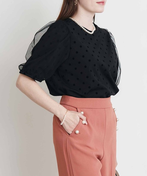PICCIN PERLA(ピッチンペルラ)の「チュール重ねドットカットソー(Tシャツ/カットソー・レディース・ブラック・M)」の10枚目の写真