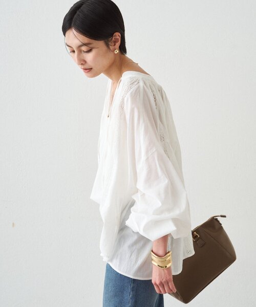 LOUNGEDRESS(ラウンジドレス)の「【INDIA】スキッパーレースブラウス(シャツ/ブラウス・レディース・オフホワイト/ベージュ/ブラック・FREE)」の5枚目の写真