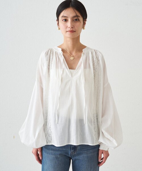 LOUNGEDRESS(ラウンジドレス)の「【INDIA】スキッパーレースブラウス(シャツ/ブラウス・レディース・オフホワイト/ベージュ/ブラック・FREE)」の7枚目の写真