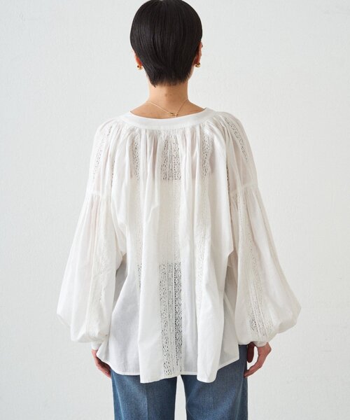 LOUNGEDRESS(ラウンジドレス)の「【INDIA】スキッパーレースブラウス(シャツ/ブラウス・レディース・オフホワイト/ベージュ/ブラック・FREE)」の9枚目の写真