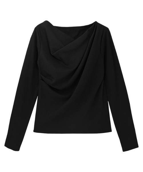 Pierrot(ピエロ)の「ドレープデザインテレコリブカットソー(Tシャツ/カットソー・レディース・オフホワイト/ブラック/チャコール・LL/L/M)」の21枚目の写真