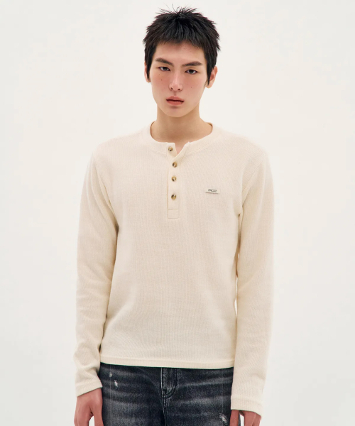 PROCESS(プロセス)の「Waffle Henley - Cream(Tシャツ/カットソー・メンズ・Cream・FREE)」の2枚目の写真