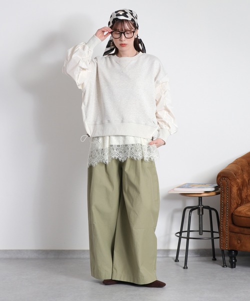 cepo(セポ)の「布帛切り替えソデギャザープルオーバー(Tシャツ/カットソー・レディース・オフホワイト/チャコール/イエロー・M)」の4枚目の写真