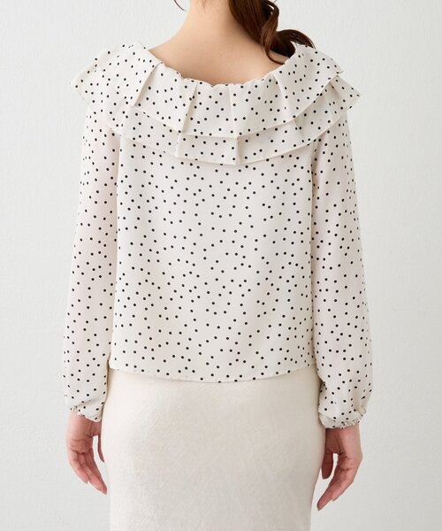 La boutique BonBon（ラブティックボンボン）の「【最強愛され】ギャザーフリルリボンドットブラウス（シャツ/ブラウス・レディース・ネイビー/ホワイト・FREE）」の13枚目の写真