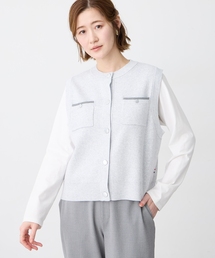 Petit Honfleur | 胸ポケットニットベスト【ウォッシャブル】(カーディガン/ボレロ)