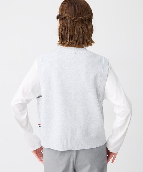 Petit Honfleur（プチオンフルール）の「胸ポケットニットベスト【ウォッシャブル】（カーディガン/ボレロ・レディース・ネイビー/グレー・M/L）」の7枚目の写真