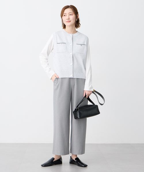 Petit Honfleur（プチオンフルール）の「胸ポケットニットベスト【ウォッシャブル】（カーディガン/ボレロ・レディース・ネイビー/グレー・M/L）」の15枚目の写真