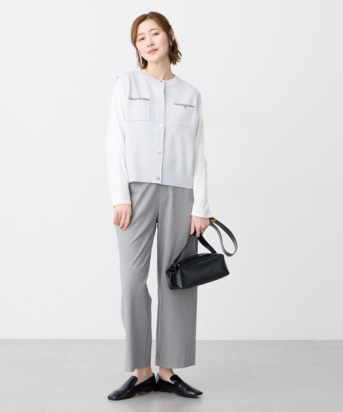 Petit Honfleur（プチオンフルール）の「胸ポケットニットベスト【ウォッシャブル】（カーディガン/ボレロ・レディース・ネイビー/グレー・M/L）」の16枚目の写真