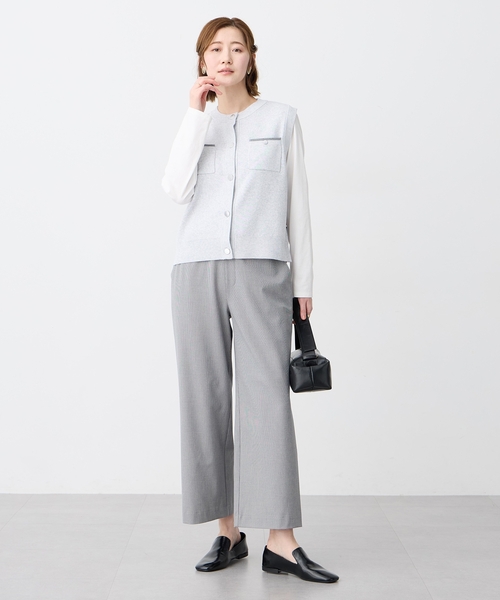 Petit Honfleur（プチオンフルール）の「胸ポケットニットベスト【ウォッシャブル】（カーディガン/ボレロ・レディース・ネイビー/グレー・M/L）」の18枚目の写真