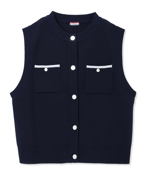 Petit Honfleur（プチオンフルール）の「胸ポケットニットベスト【ウォッシャブル】（カーディガン/ボレロ・レディース・ネイビー/グレー・M/L）」の22枚目の写真