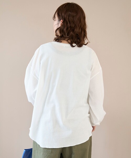 coen(コーエン)の「シアーワッフル ヘンリーネックロンT(Tシャツ/カットソー・レディース・ブラック/ライトピンク/オフホワイト/ダークブラウン・FREE)」の10枚目の写真