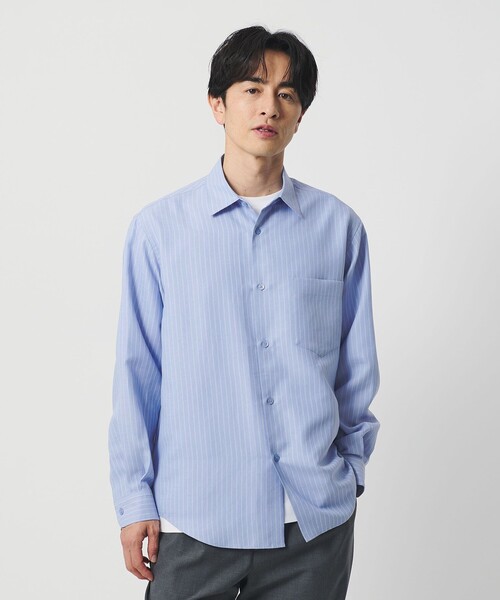 BEAUTY&YOUTH UNITED ARROWS(ビューティーアンドユースユナイテッドアローズ)の「ライト リネンタッチ ストライプ レギュラー シャツ FORM TAPERD型(シャツ/ブラウス・メンズ・ライトブルー/ネイビー・S/XL/L/M)」の5枚目の写真