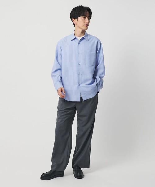 BEAUTY&YOUTH UNITED ARROWS(ビューティーアンドユースユナイテッドアローズ)の「ライト リネンタッチ ストライプ レギュラー シャツ FORM TAPERD型(シャツ/ブラウス・メンズ・ライトブルー/ネイビー・S/XL/L/M)」の7枚目の写真
