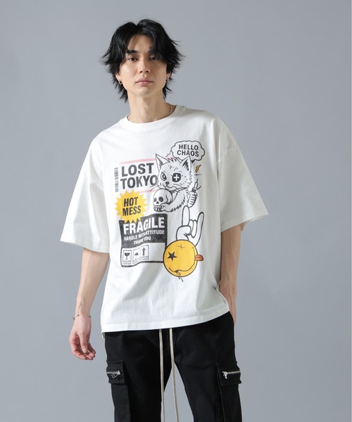 L.H.P(エルエイチピー)の「【WEB&DEPOT限定】UMLAUT/ウムラウト/CAT S/S TEE(Tシャツ/カットソー・メンズ・ホワイト/ブラック・L/M)」の3枚目の写真