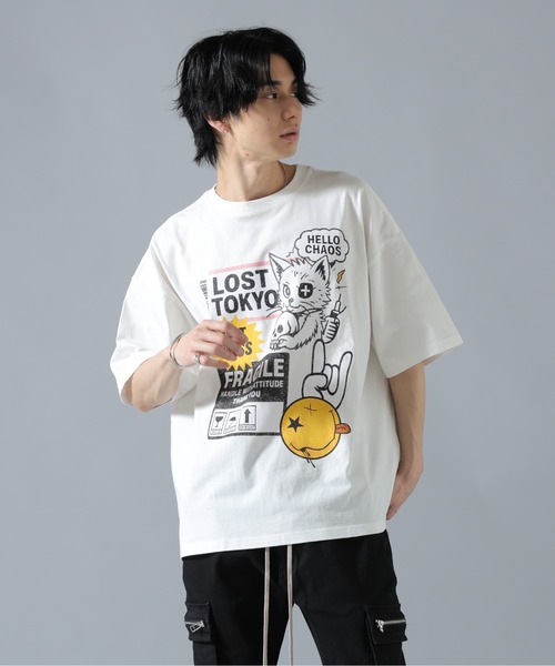 L.H.P(エルエイチピー)の「【WEB&DEPOT限定】UMLAUT/ウムラウト/CAT S/S TEE(Tシャツ/カットソー・メンズ・ホワイト/ブラック・L/M)」の4枚目の写真