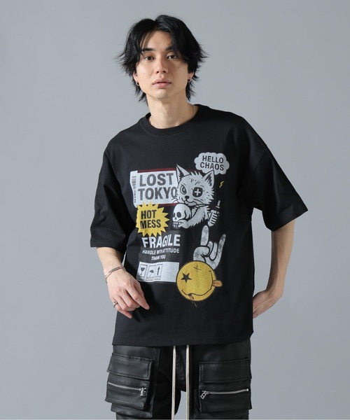L.H.P(エルエイチピー)の「【WEB&DEPOT限定】UMLAUT/ウムラウト/CAT S/S TEE(Tシャツ/カットソー・メンズ・ホワイト/ブラック・L/M)」の9枚目の写真
