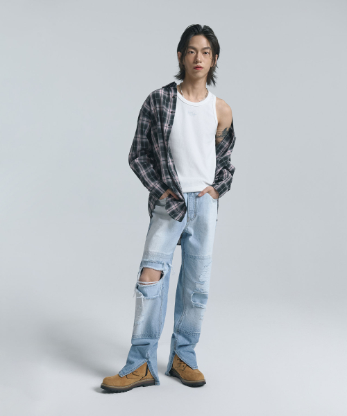 TEN PAST SEVEN(テン ファスト セブン)の「オールブラッシュパッチワークデニムパンツ(デニムパンツ・メンズ・その他・SMALL/MEDIUM/LARGE)」の4枚目の写真