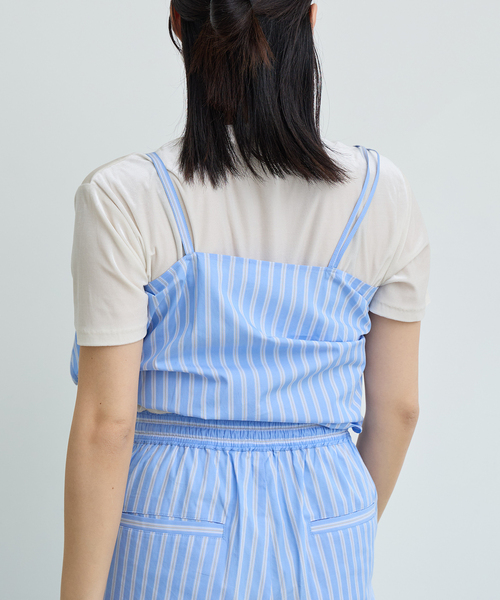 IENA LA BOUCLE（イエナラブークル）の「IENA LA BOUCLE コットンストライプリボンキャミソール（キャミソール・レディース・ライトブルー・FREE）」の6枚目の写真