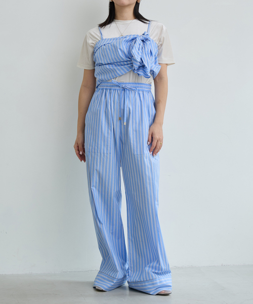 IENA LA BOUCLE（イエナラブークル）の「IENA LA BOUCLE コットンストライプリボンキャミソール（キャミソール・レディース・ライトブルー・FREE）」の8枚目の写真