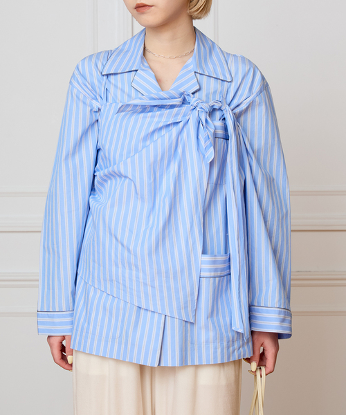 IENA LA BOUCLE（イエナラブークル）の「IENA LA BOUCLE コットンストライプリボンキャミソール（キャミソール・レディース・ライトブルー・FREE）」の12枚目の写真