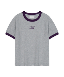 ウィメンズロゴリンガークロップ半袖Tシャツグレー