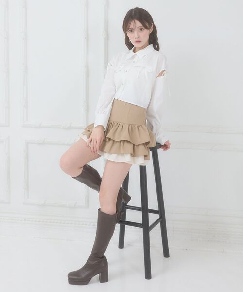 MAJESTIC LEGON（マジェスティックレゴン）の「キラキラオープンショルダーシャツ（シャツ/ブラウス・レディース・アイボリー/ピンク/イエロー/ブルー・MEDIUM）」の7枚目の写真