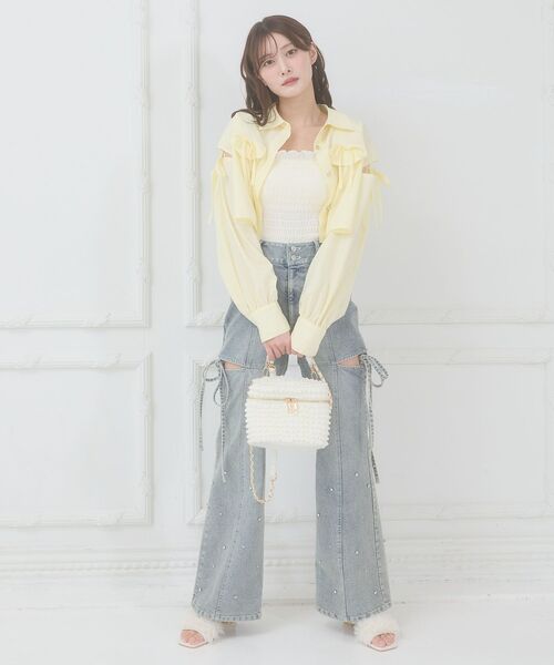 MAJESTIC LEGON（マジェスティックレゴン）の「キラキラオープンショルダーシャツ（シャツ/ブラウス・レディース・アイボリー/ピンク/イエロー/ブルー・MEDIUM）」の21枚目の写真