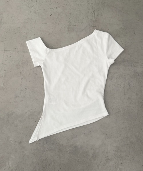 Bamm（バム）の「スタッズサイドギャザーワンショルトップス（Tシャツ/カットソー・レディース・グレー/ブラック/ホワイト・FREE）」の21枚目の写真