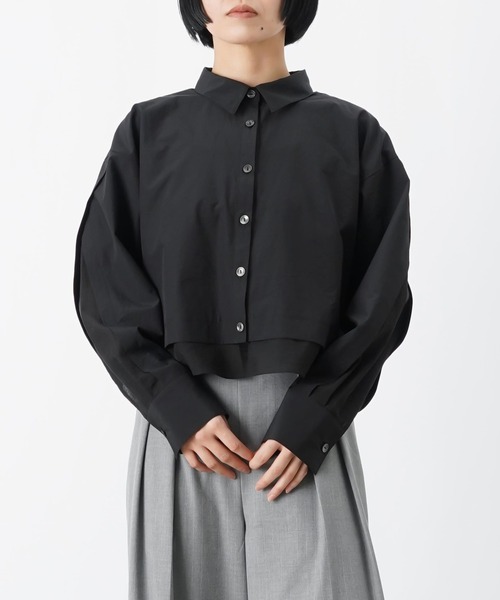 LUCA/LADY LUCK LUCA（ルカ/レディラックルカ）の「LC/LLL シースルー切替ショート丈ブラウス（シャツ/ブラウス・レディース・ブラック/オフホワイト・FREE）」の2枚目の写真