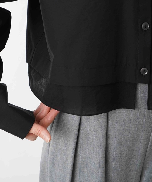 LUCA/LADY LUCK LUCA（ルカ/レディラックルカ）の「LC/LLL シースルー切替ショート丈ブラウス（シャツ/ブラウス・レディース・ブラック/オフホワイト・FREE）」の18枚目の写真