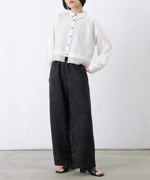 LUCA/LADY LUCK LUCA（ルカ/レディラックルカ）の「LC/LLL シースルー切替ショート丈ブラウス（シャツ/ブラウス・レディース・ブラック/オフホワイト・FREE）」の5枚目の写真