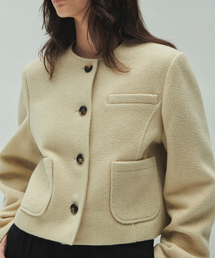 DIAGONAL（ダイアゴナル）の「WOOLLY NO COLLAR JACKET (beige)（その他アウター）」