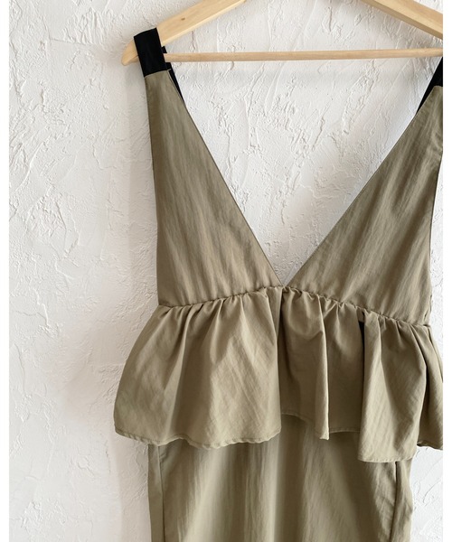 She's Closet(シーズクローゼット)の「ロング丈 レイヤード風 ペプラム切り替え キャミワンピース ジャンパースカート(ジャンパースカート・レディース・ライトベージュ/オリーブ/ブラック・FREE)」の20枚目の写真