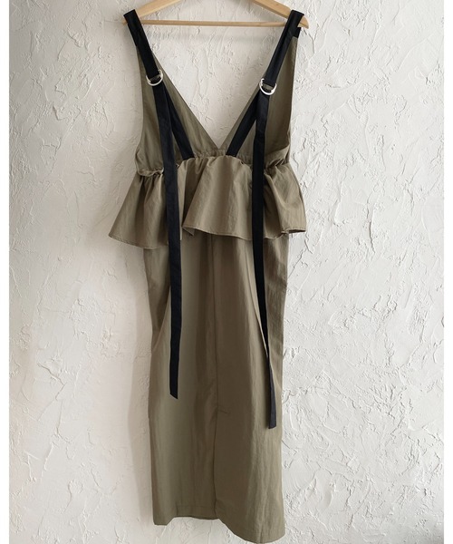 She's Closet(シーズクローゼット)の「ロング丈 レイヤード風 ペプラム切り替え キャミワンピース ジャンパースカート(ジャンパースカート・レディース・ライトベージュ/オリーブ/ブラック・FREE)」の21枚目の写真