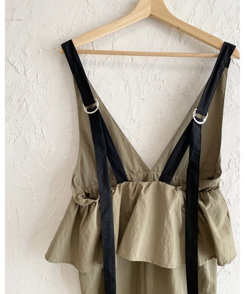 She's Closet(シーズクローゼット)の「ロング丈 レイヤード風 ペプラム切り替え キャミワンピース ジャンパースカート(ジャンパースカート・レディース・ライトベージュ/オリーブ/ブラック・FREE)」の22枚目の写真