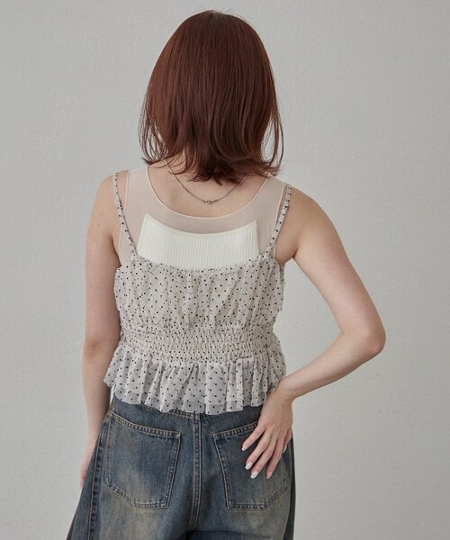 mline（エムライン）の「【この夏着たい！】[mline]チュールギャザーキャミ（シャツ/ブラウス・レディース・ブラック系その他/ブラウン/ブラック/オフホワイト・FREE）」の7枚目の写真